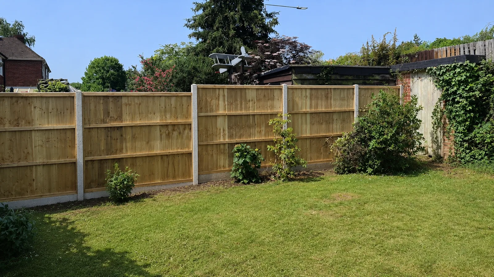 New timber garden fencing after replacement