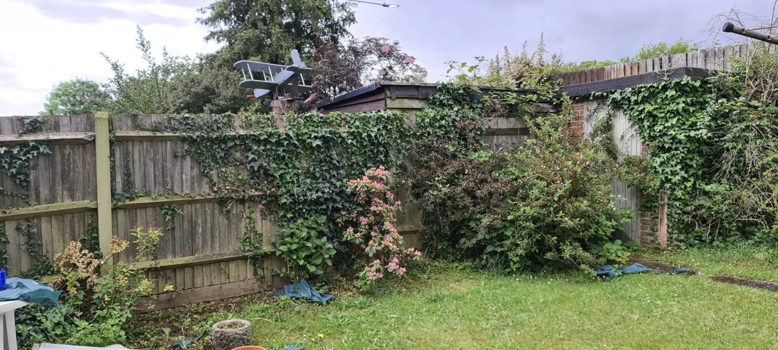 Older garden fence before replacement