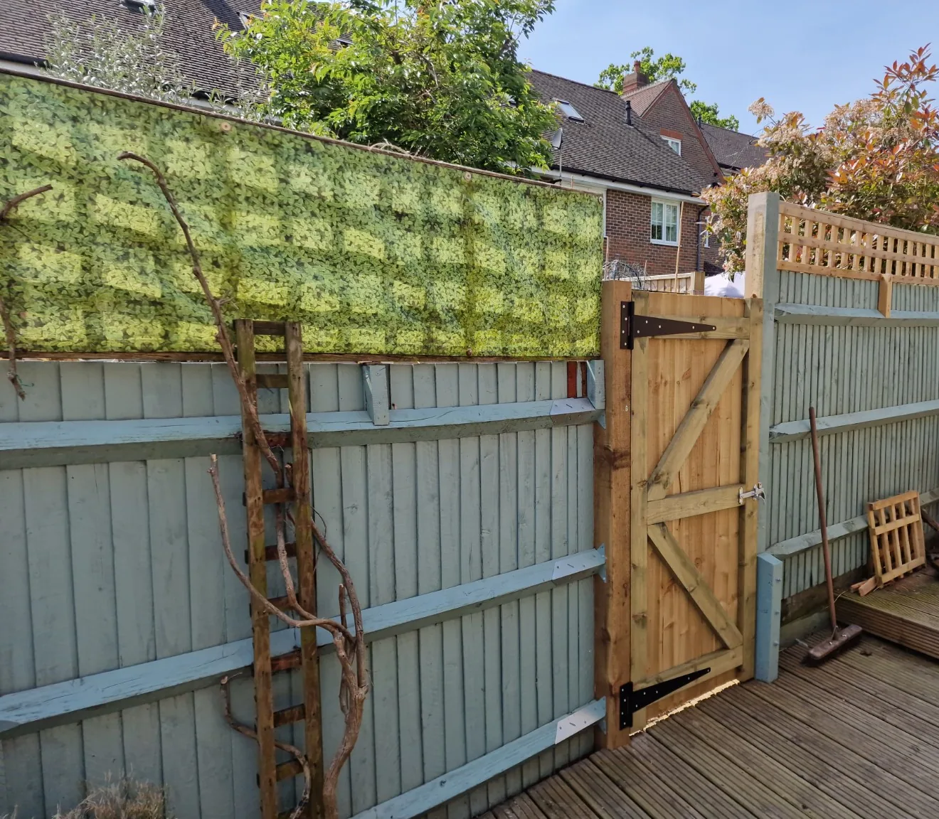 Installed timber garden gate
