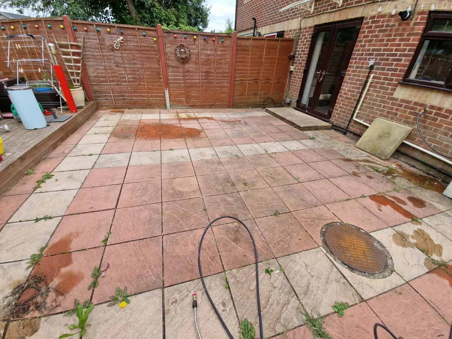 Patio before cleaning